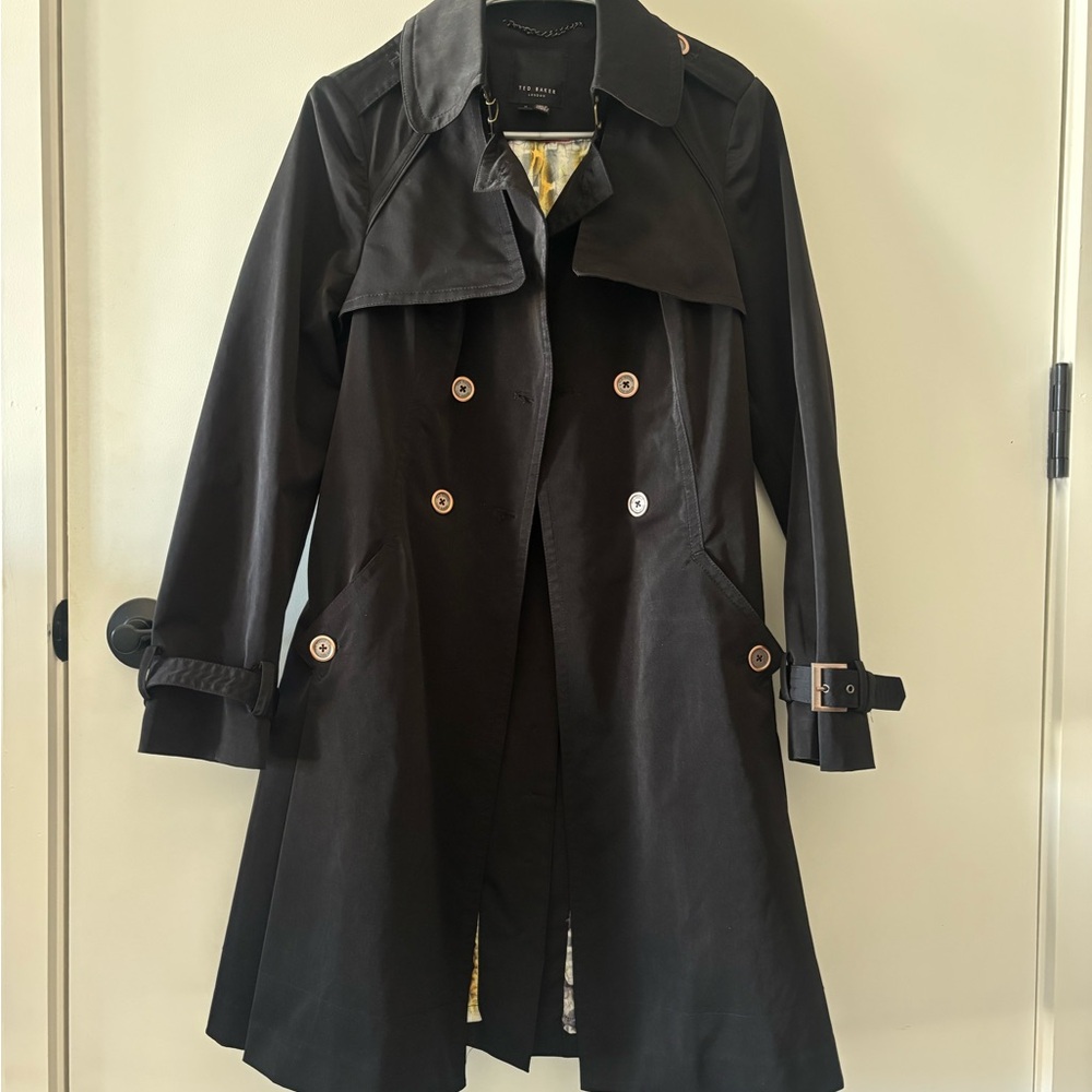 Ted Baker Black Double-Breasted Trench Coat